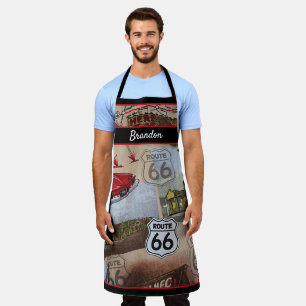 Custom Fun Colorful Route 66 Car Collage Pattern Apron