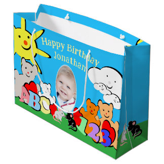 Custom Fun Cute Animals Birthday Large Gift Bag