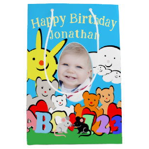 Custom Fun Cute Animals Birthday Medium Gift Bag