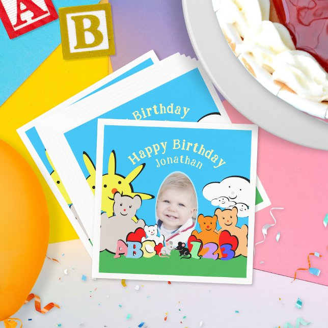 Custom Fun Cute Animals Birthday Party Napkins (Creator Uploaded)