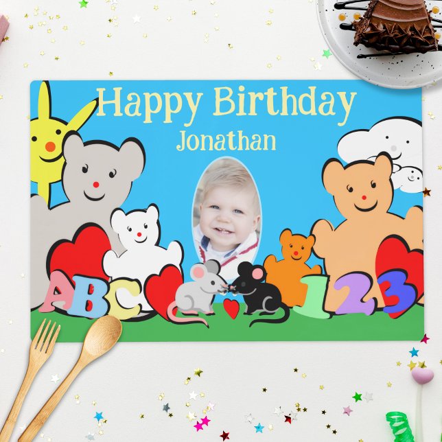Custom Fun Cute Animals Birthday Party Placemat (Creator Uploaded)