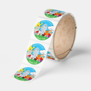 Custom Fun Cute Animals Birthday Party Thank You  Classic Round Sticker