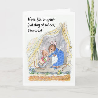 Custom Fun Cute Mouse Good Luck New School Card