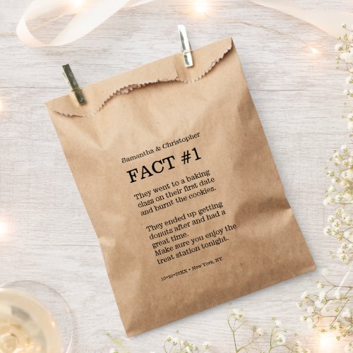 Custom Fun Fact About The couple Treat Station Favor Bag
