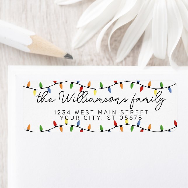 Custom Fun Festive Party String Lights Pattern Label (Insitu)
