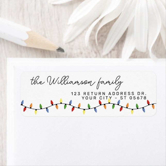 Custom Fun Festive Party String Lights Pattern Label (Insitu)