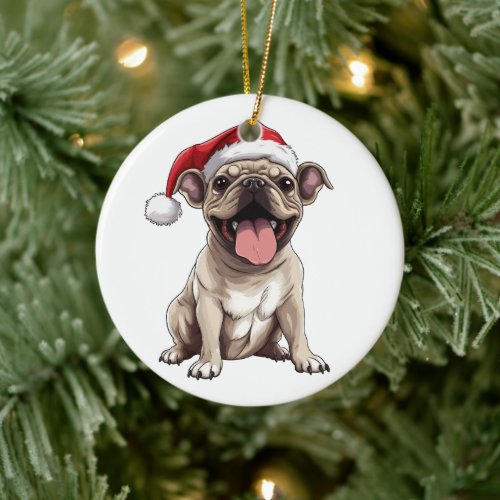 Custom Fun French Bulldog Christmas Dog Ceramic Ornament