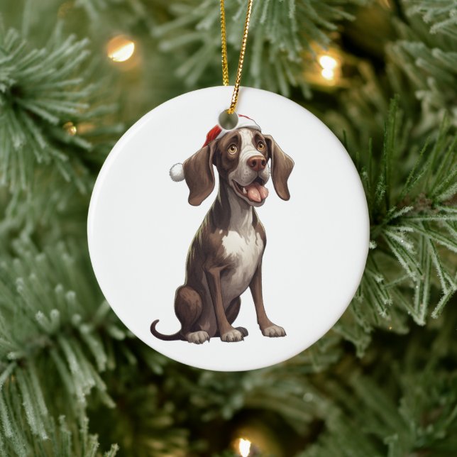 Custom Fun German Shorthaired Pointer Christmas  Ceramic Ornament (Tree)