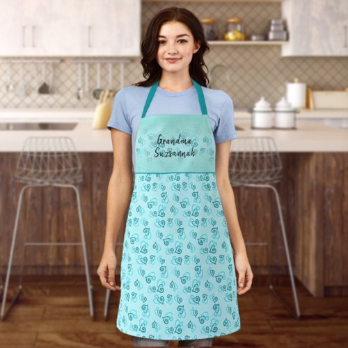 Custom Fun Green Linked Heart Pattern Custom  Apron