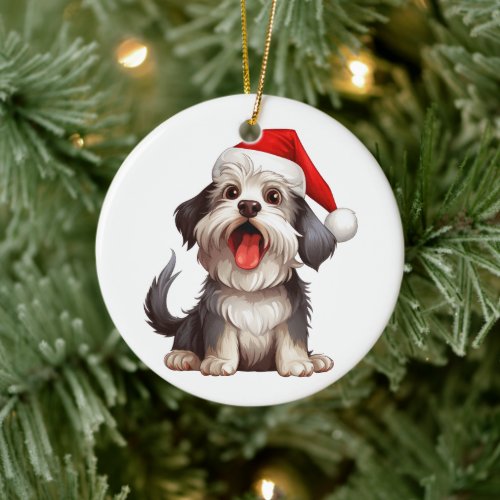 Custom Fun Havanese Christmas Dog Ceramic Ornament