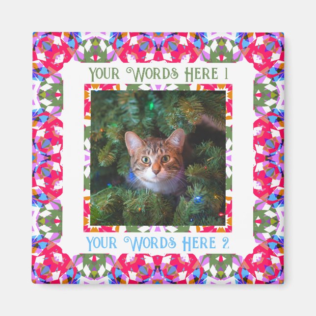 Custom Fun Jolly Red Festive First Christmas Photo Magnet (Front)