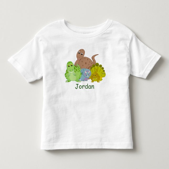CUSTOM, fun Jurassic cute dinosaur cartoon design: Toddler T-shirt (Front)