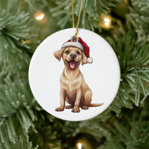 Custom Fun Labrador Retriever Christmas Dog  Ceramic Ornament