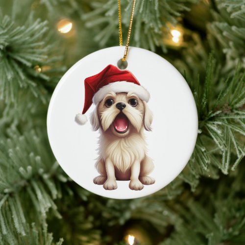 Custom Fun Maltese Dog Ceramic Ornament