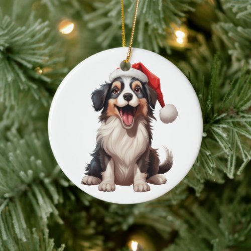 Custom Fun Miniature American Shepherd Dog Ceramic Ornament