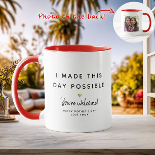 Custom Fun Mother's Day Photo Humor Gold Heart Mug