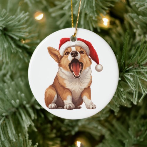 Custom Fun Pembroke Welsh Corgi Christmas Dog  Ceramic Ornament