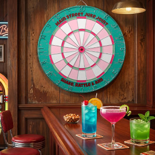 Custom Fun Pink & Teal Diner Game Room Decor Dart Board