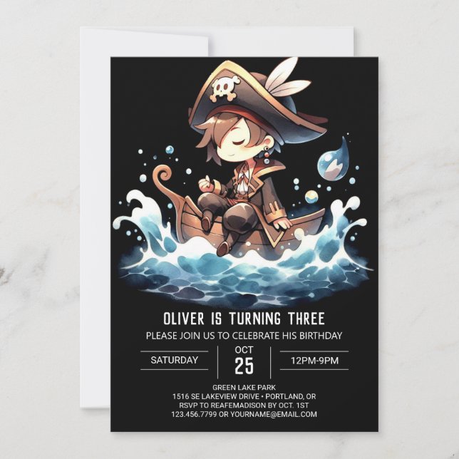 Custom Fun Pirate Birthday Invitation (Front)