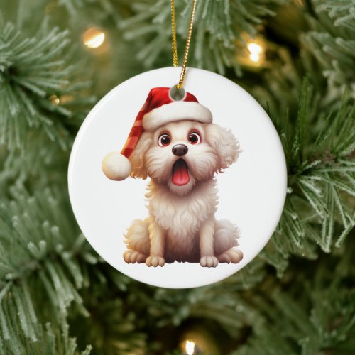 Custom Fun Poodle Christmas Dog Breed  Ceramic Ornament