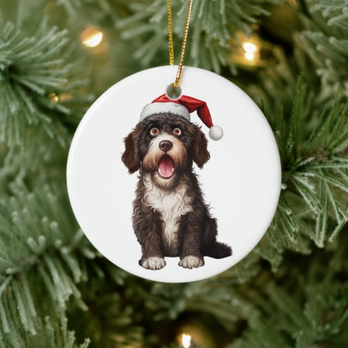 Custom Fun Portuguese Water Dog Ceramic Ornament