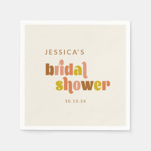 Custom Fun Retro Groovy Warm Boho Bridal Shower Napkins