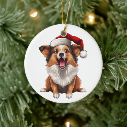 Custom Fun Shetland Sheepdog Dog Ceramic Ornament