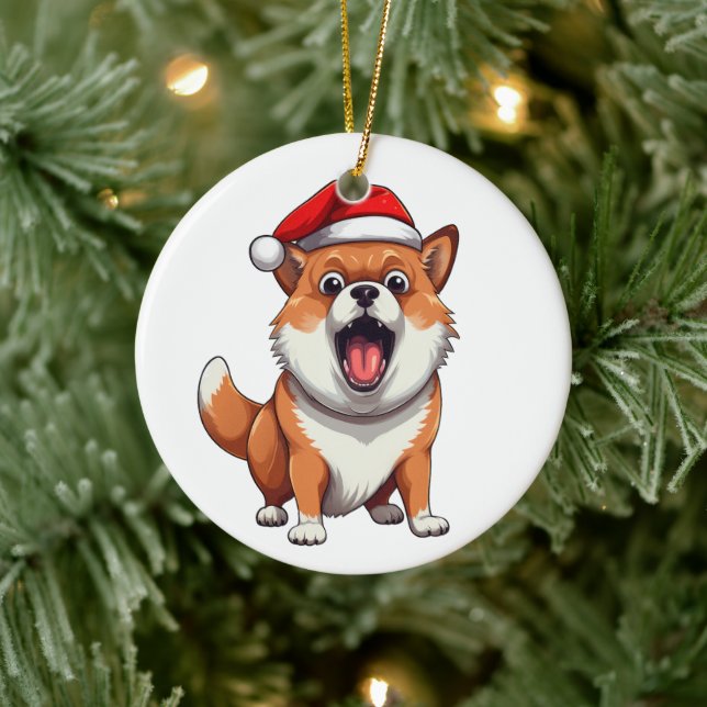 Custom Fun Shiba Inu Dog Ceramic Ornament (Tree)