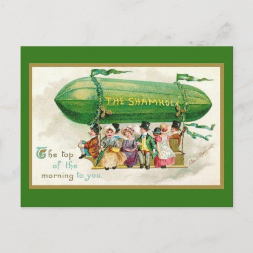 Custom Fun St Patricks Day Irish Zeppelin Airship Postcard