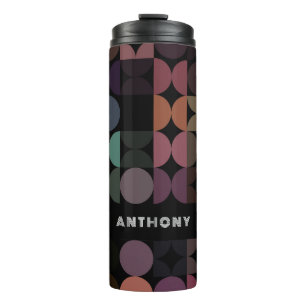 Custom Fun Teal Blue Purple Black Art Pattern Thermal Tumbler