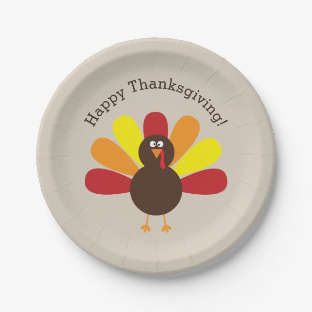 Custom Fun Thanksgiving Turkey Paper Plates (Front)