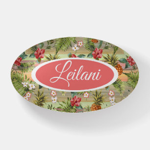 Custom Fun Tropical Pineapple Fruit Floral Pattern Paperweight