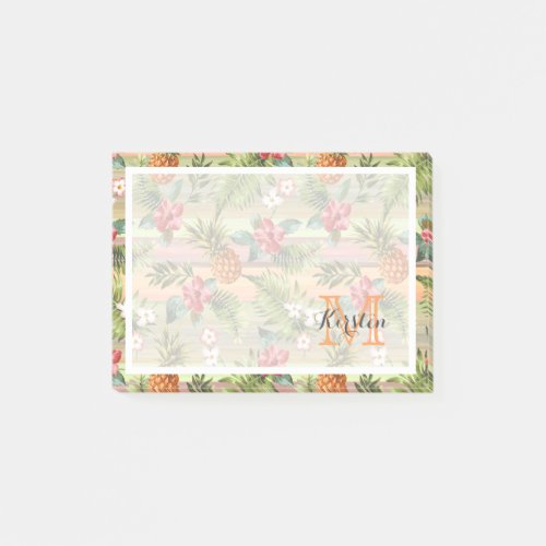 Custom Fun Tropical Pineapple Fruit Floral Pattern Post_it Notes