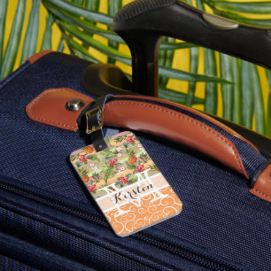Custom Fun Tropical Pineapple Fruit Flower Pattern Luggage Tag