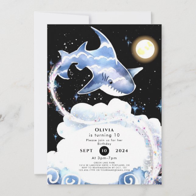 Custom Fun Underwater Shark Birthday Invitation (Front)