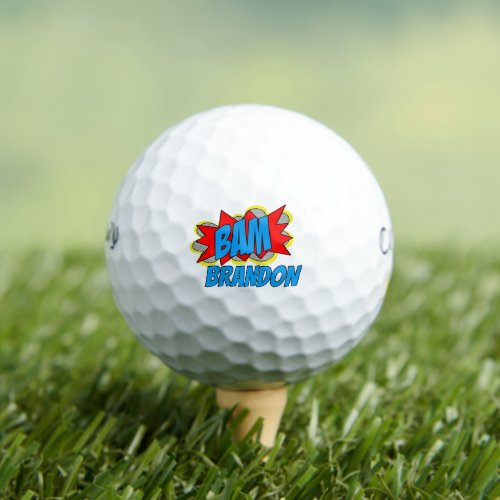 Custom Fun Vintage Comic Book Pop Art Style BAM Golf Balls