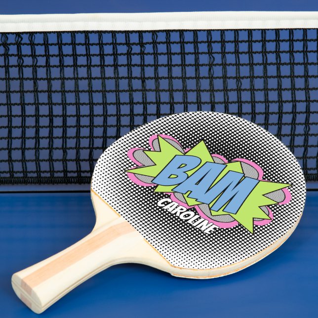 Custom Fun Vintage Comic Book Pop Art Style BAM Ping Pong Paddle (Insitu)