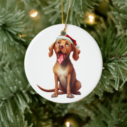 Custom Fun Vizsla Dog Ceramic Ornament