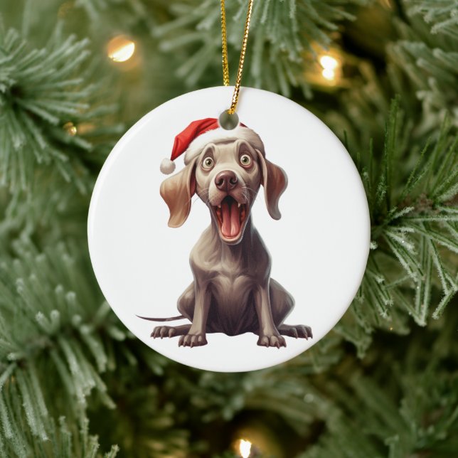 Custom Fun Weimaraner Dog Ceramic Ornament (Tree)