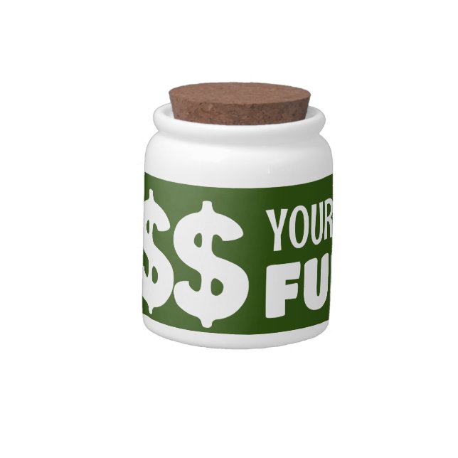 Custom fund saving jar with dollar signs (Left)