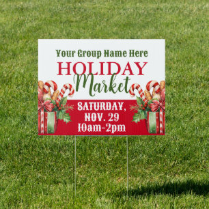 Custom Fundraising Holiday Market Yard Sign