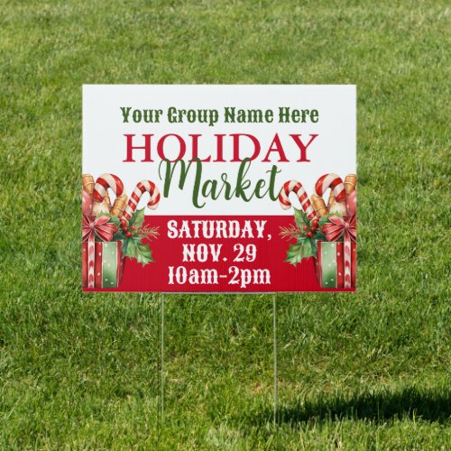 Custom Fundraising Holiday Market Yard Sign