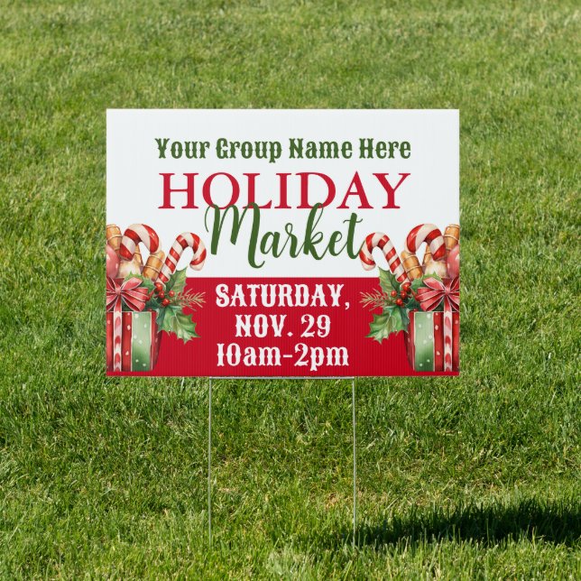 Custom Fundraising Holiday Market Yard Sign (Insitu)