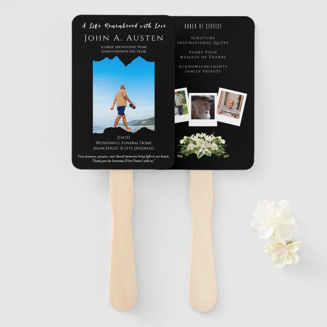 Custom Funeral Fan Remembered with Love  (Front and Back)
