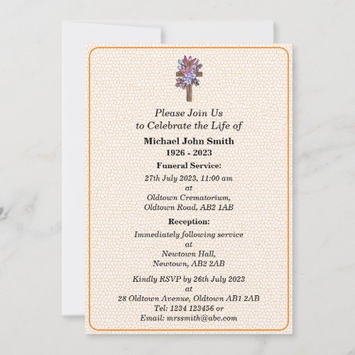 Custom Funeral Floral Cross Ceremony Invitation