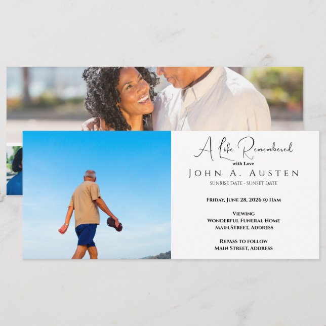 Custom Funeral Invitation Card - Flat Card (Front/Back)