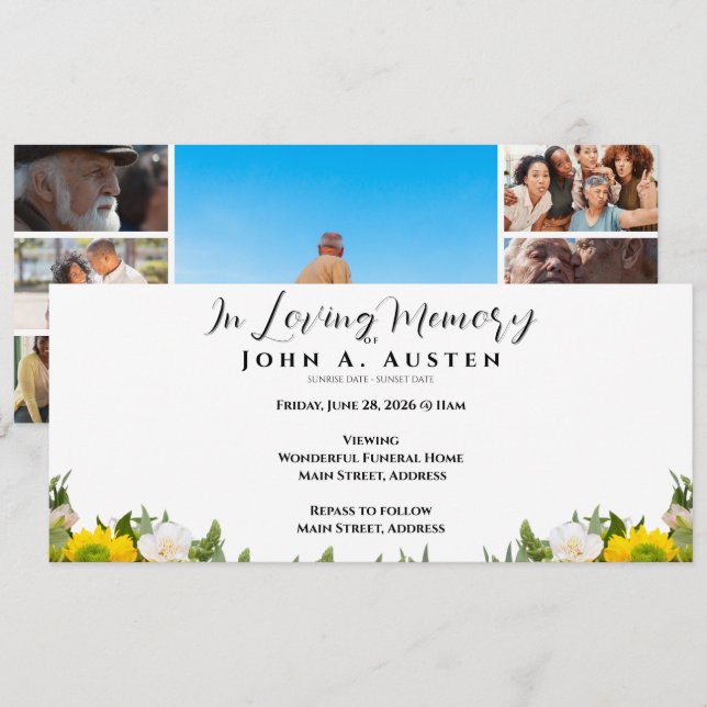 Custom Funeral Invitation Card - Flat Card (Front/Back)