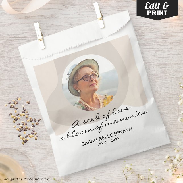 Custom Funeral Seed Packet Favors Memorial Photo  Favor Bag (Custom Funeral Seed Packet Favors Memorial Photo Favor Bag)