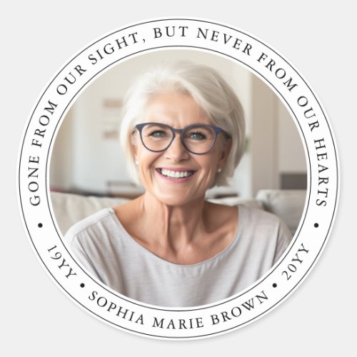 Custom Funeral Sympathy Remembrance Memorial Photo Classic Round Sticker