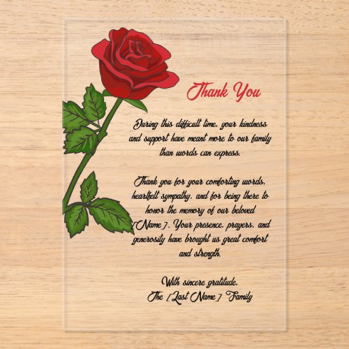 Custom Funeral Thank You Card